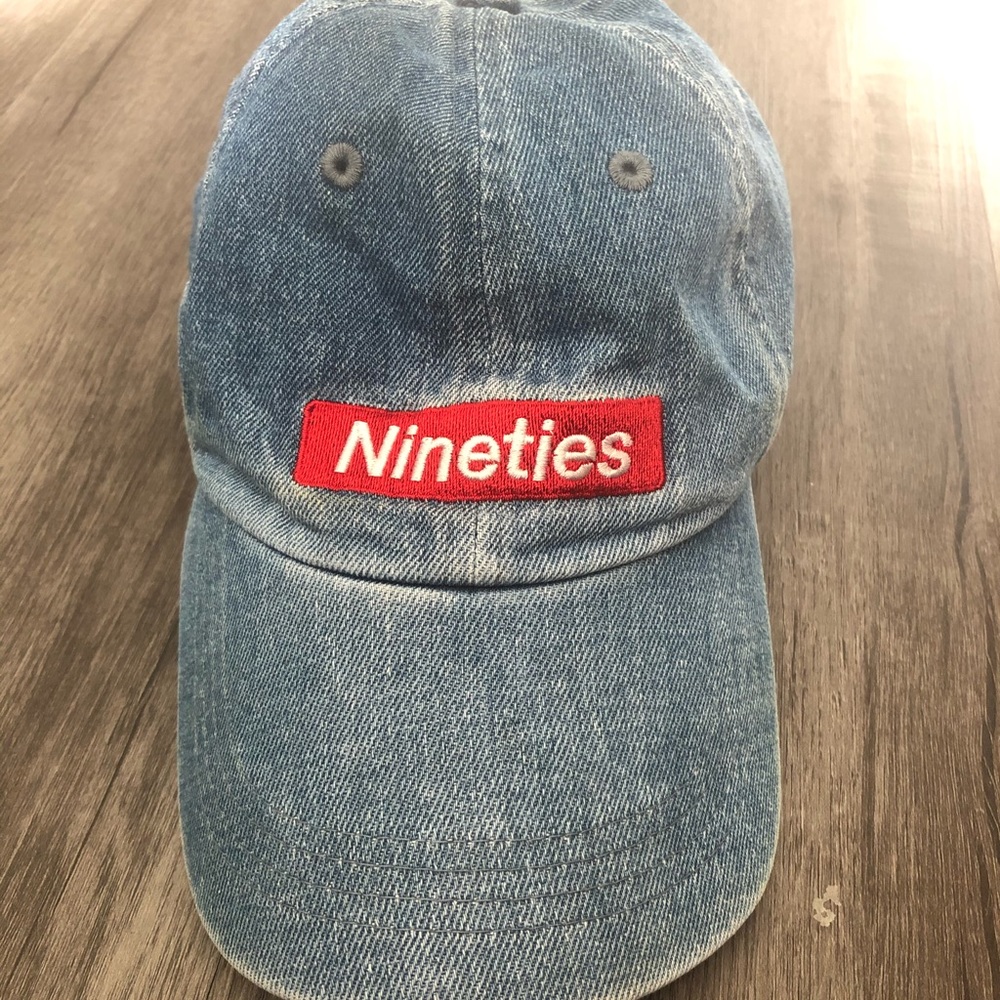“Nineties” denim dad hat.